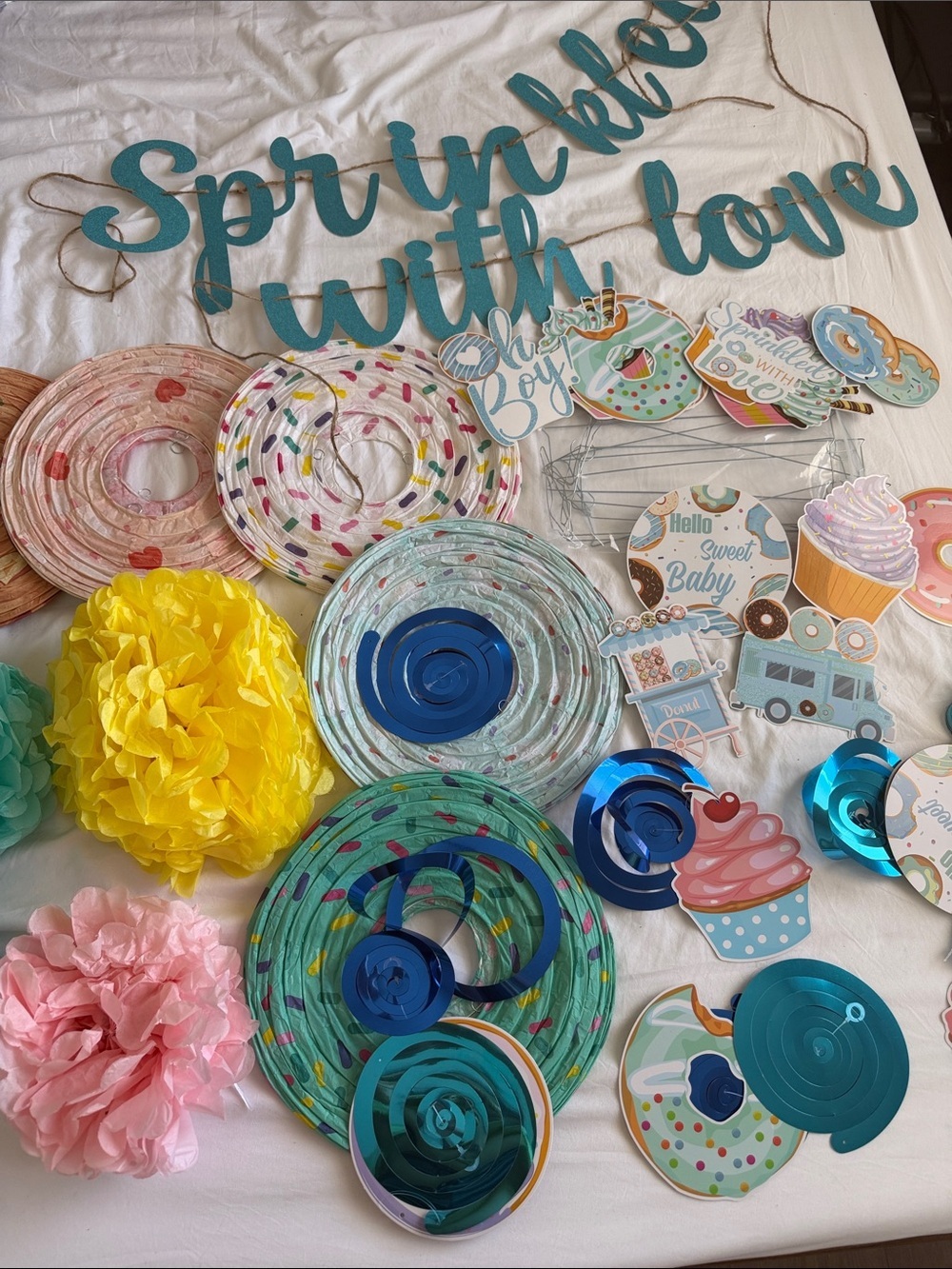 Sprikled with Love Party Decor - Teal & Pastel baby boy sprinkle/ shower